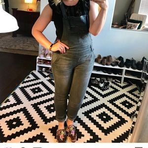 Free people washed denim skinny overall